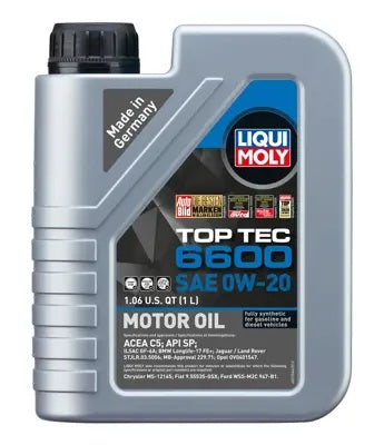 Liqui Moly Top Tech 6600 Motor Oil 0W20 Full Synthetic 1L